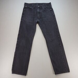 Levis 505 Jeans Mens 33x32 Black Regular Straight Mid Rise Dark Wash Denim